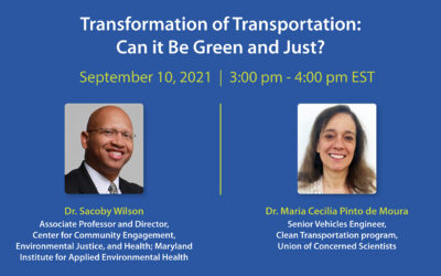 Sep 10 Webinar: Transformation of Transportation: Can it Be Green and Just?